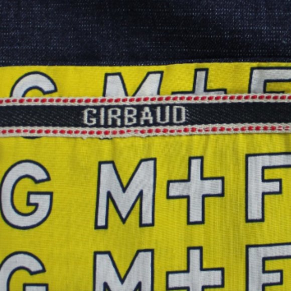 Marithe Francois Girbaud Yellow Logo Blue Denim  Bermuda Short, Size 34/… - Picture 10 of 12